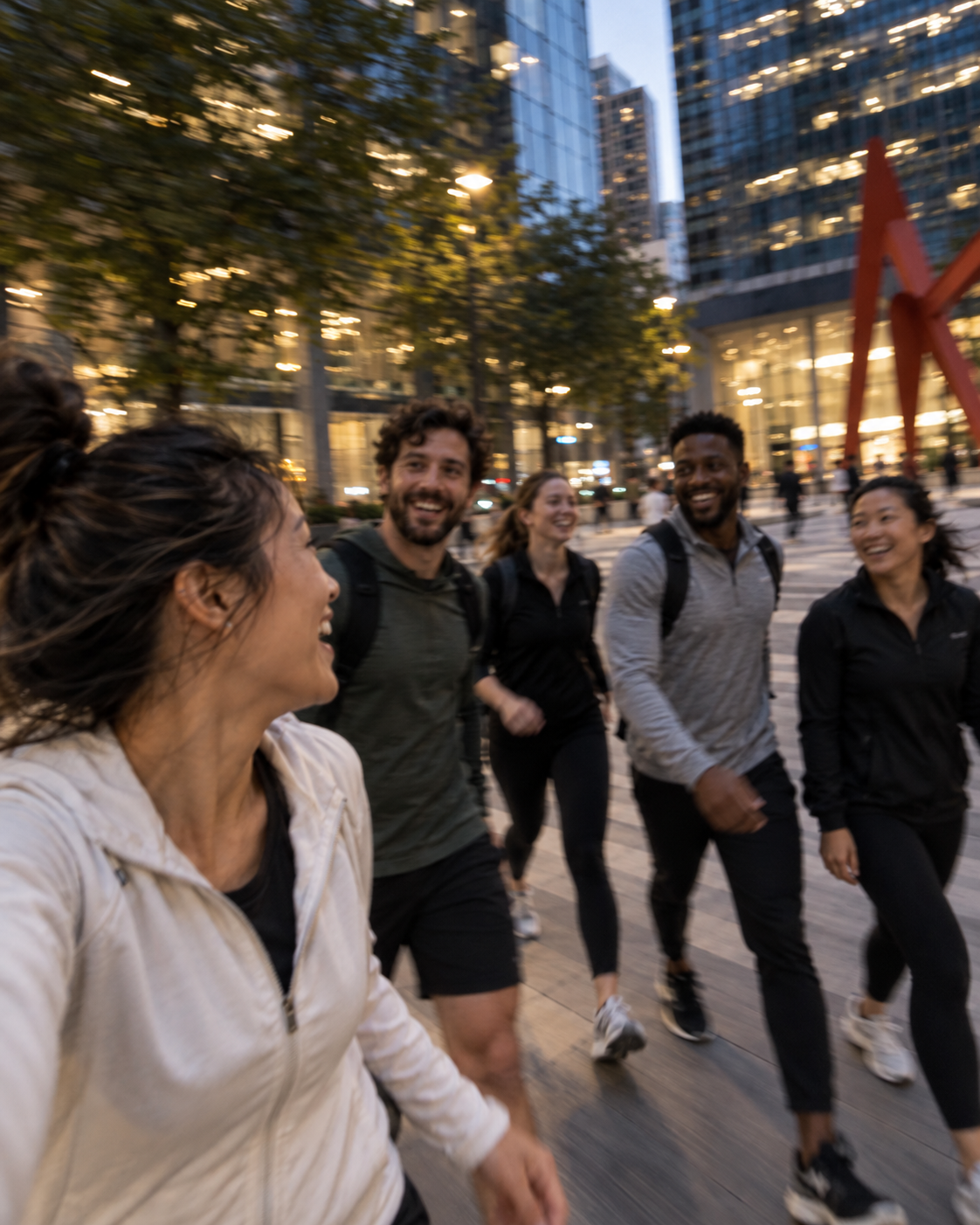 A BetterMiles community taking a moving group selfie 3